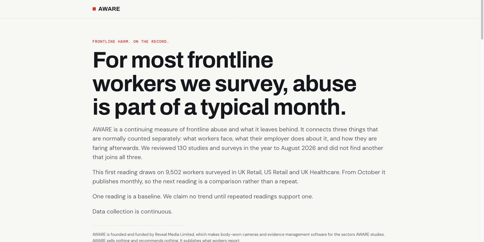 The AWARE Index home page