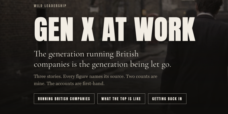 Gen X at Work, the opening screen